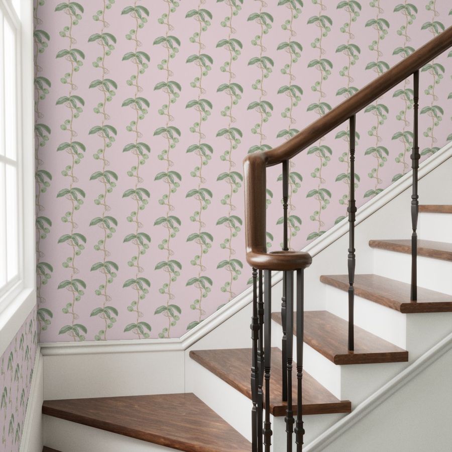 Plant the seed - green on pink wallpaper
