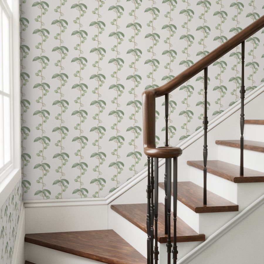 Plant the seed - green on cream wallpaper