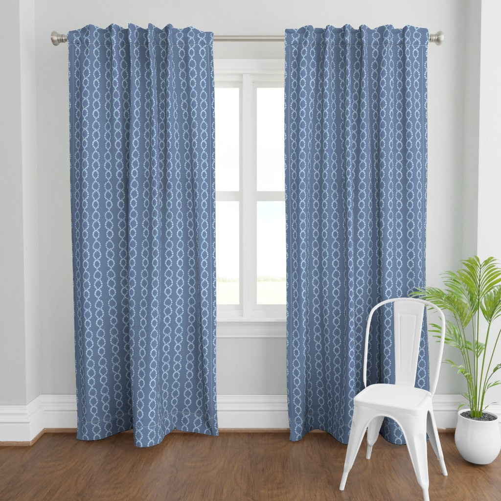 Off the Chain in Waterdrop Light Blue on Navy - Fabric by the Yard