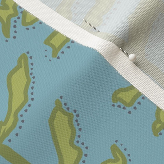 Kelp Forest in Green on Teal- Fabric by the Yard