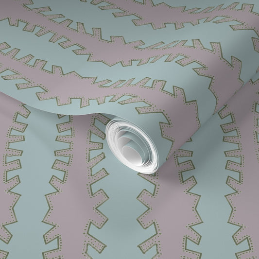 Zipper in lilac on blue in Wallpaper