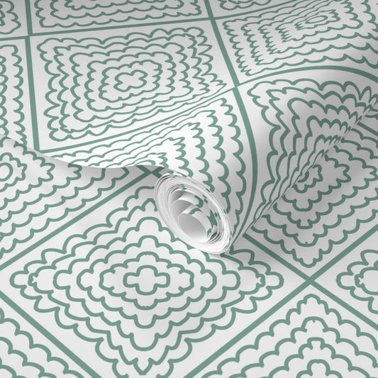 Petit Fours - soft teal - in Wallpaper