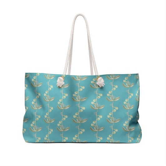 LWH weekender in "Plant the Seed Pod" in teal and green