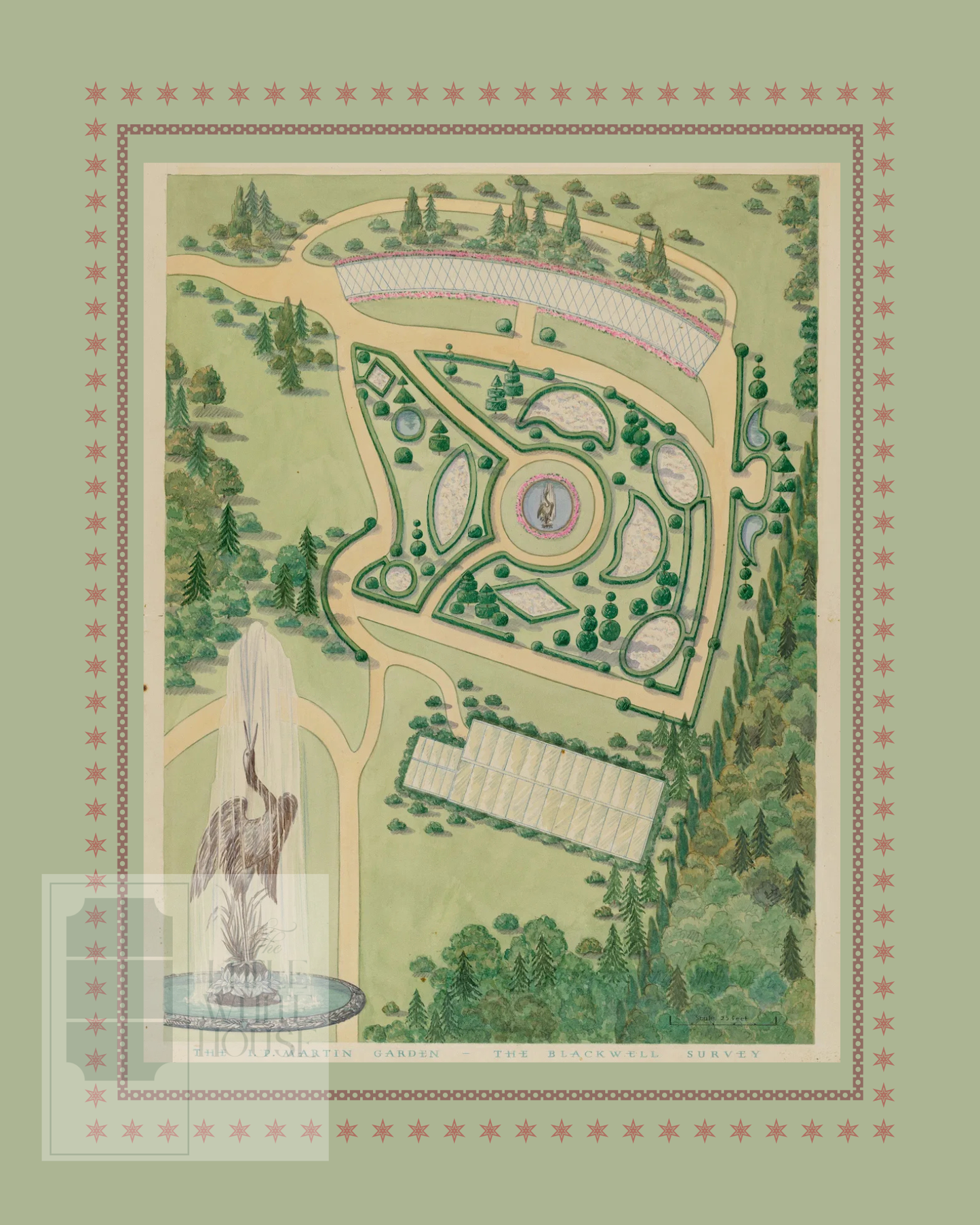 Historic Estate Survey Giclee - Martin Garden