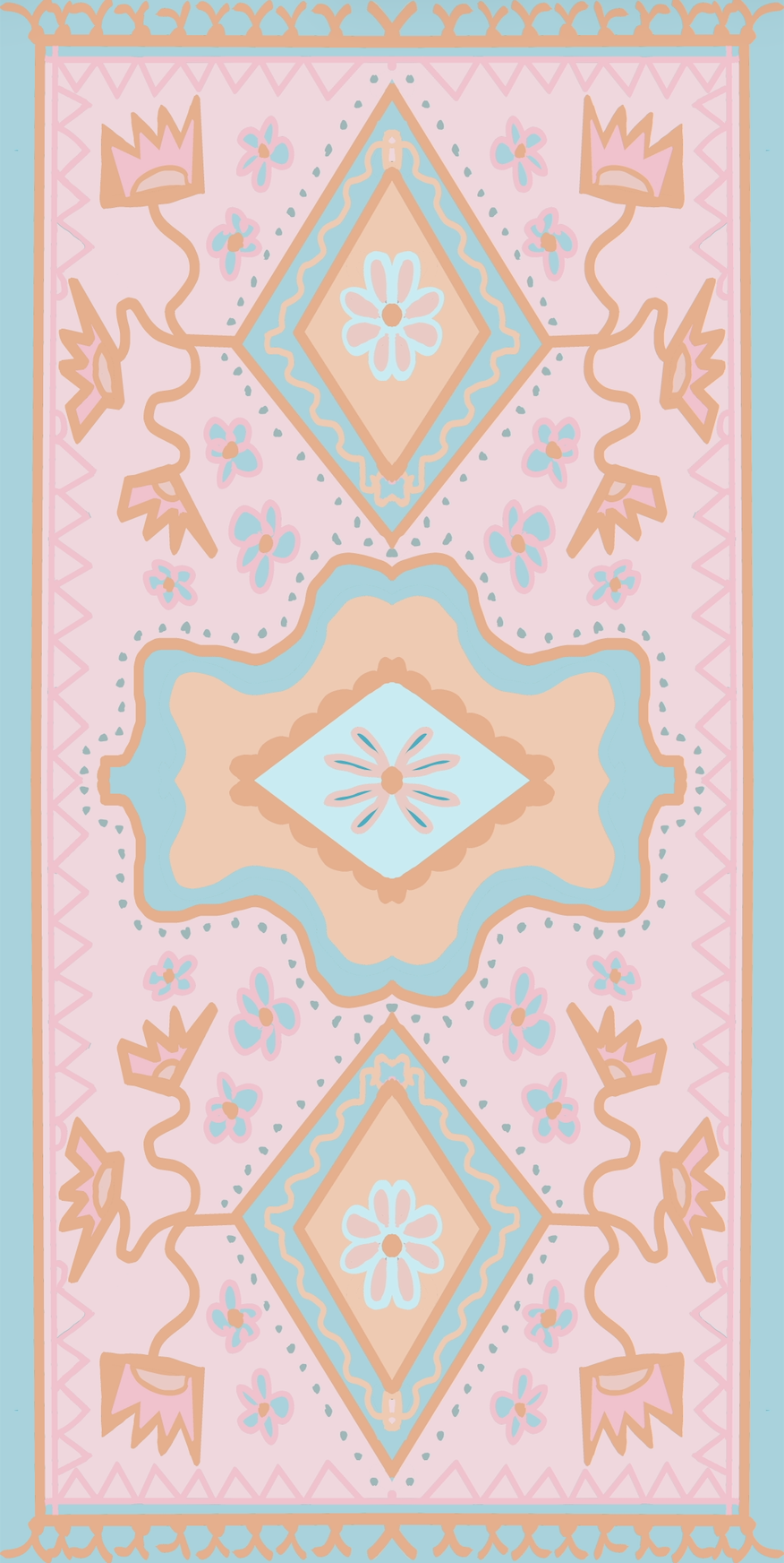 "Bama Bound in Pink" Modern Oushak Vinyl Runner 30"x60"