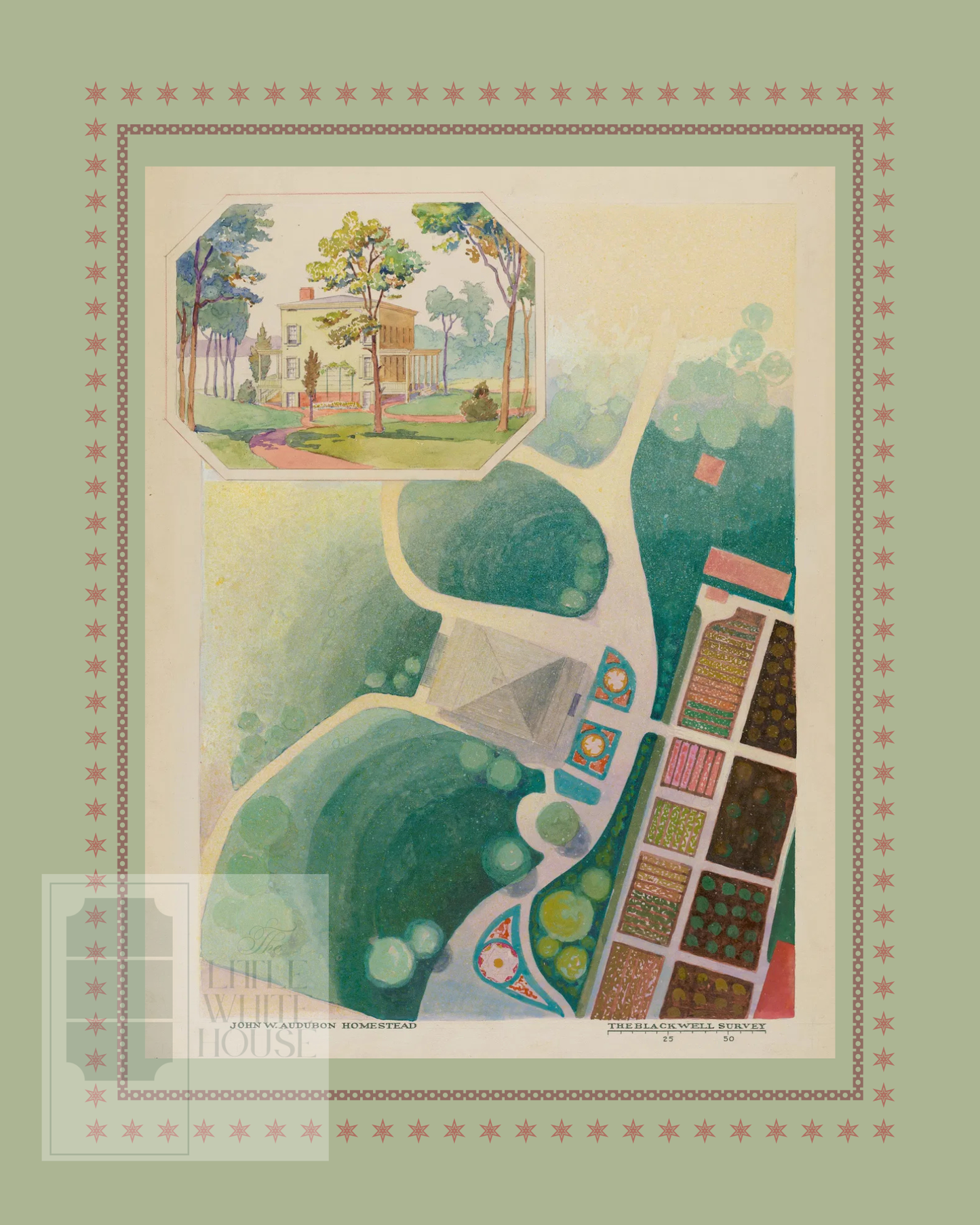 Historic Estate Survey Giclee - Audubon Estate