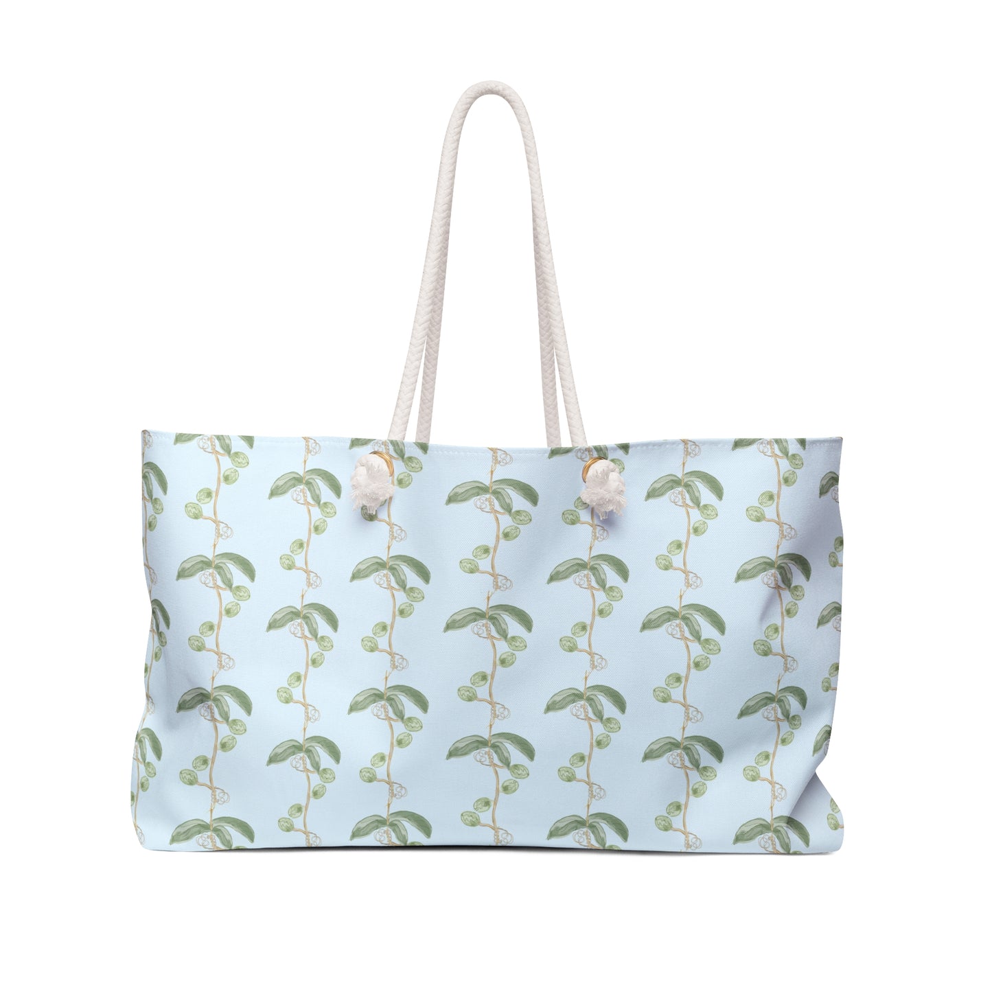LWH weekender in "Plant the Seed Pod" in green on blue