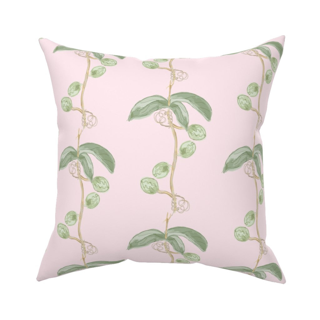 Plant the Seed Pod Green on Pink- Fabric by the Yard