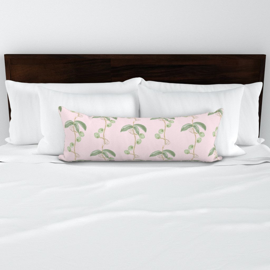 Plant the Seed Pod Green on Pink- Fabric by the Yard