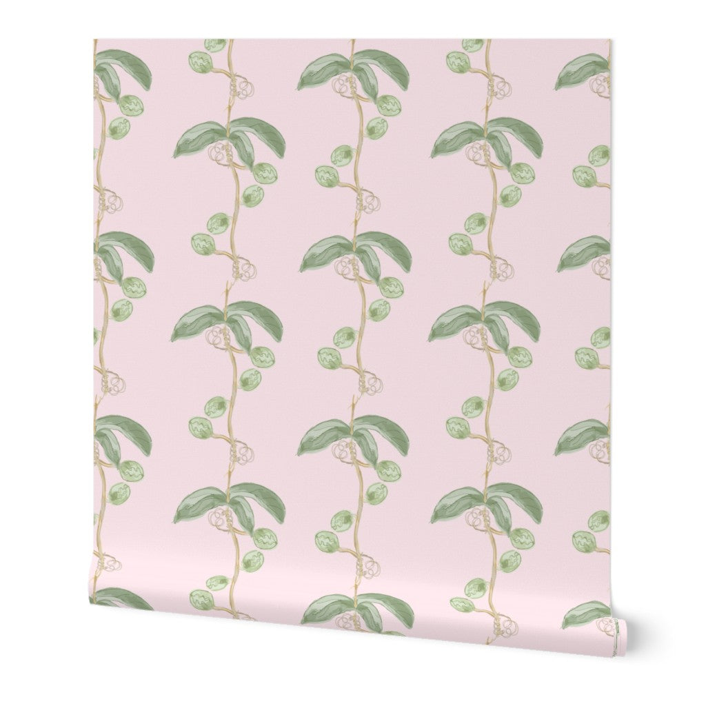Plant the seed - green on pink wallpaper