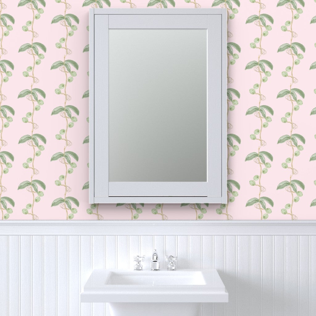 Plant the seed - green on pink wallpaper