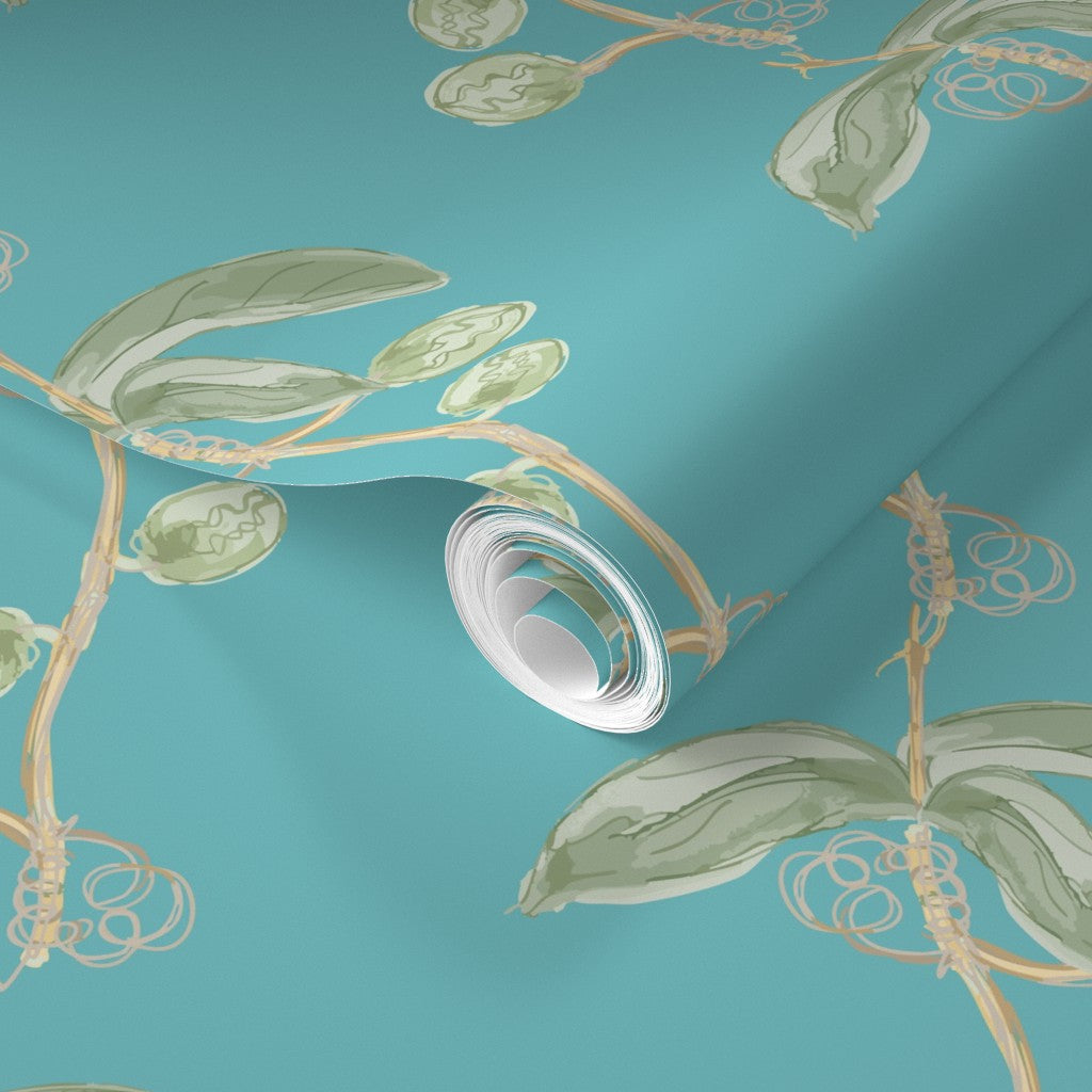 Plant the seed - green on teal wallpaper