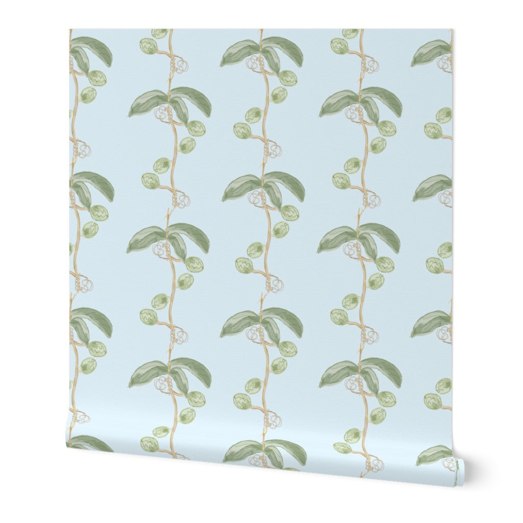 Plant the seed - green on blue wallpaper