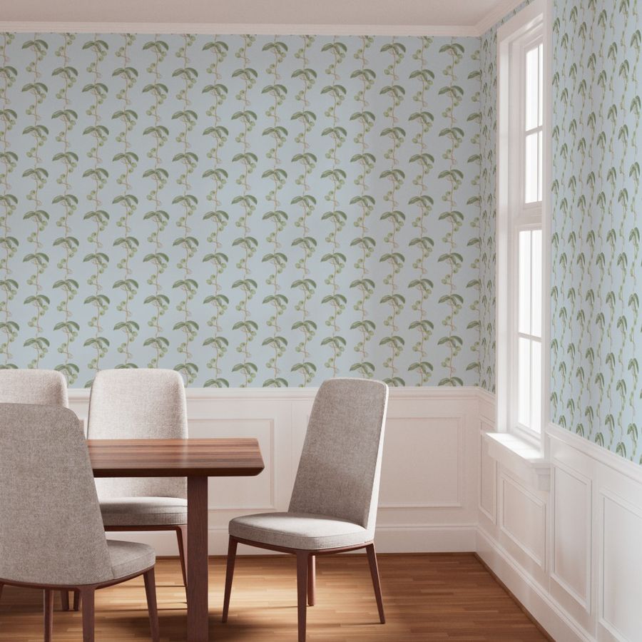 Plant the seed - green on blue wallpaper