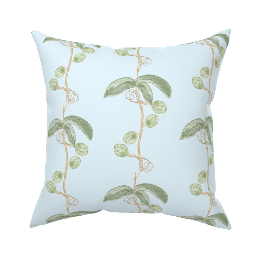 Plant the Seed Pod Green on Blue- Fabric by the Yard