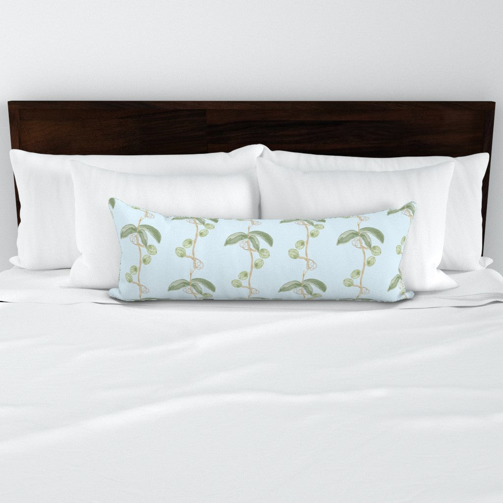 Plant the Seed Pod Green on Blue- Fabric by the Yard