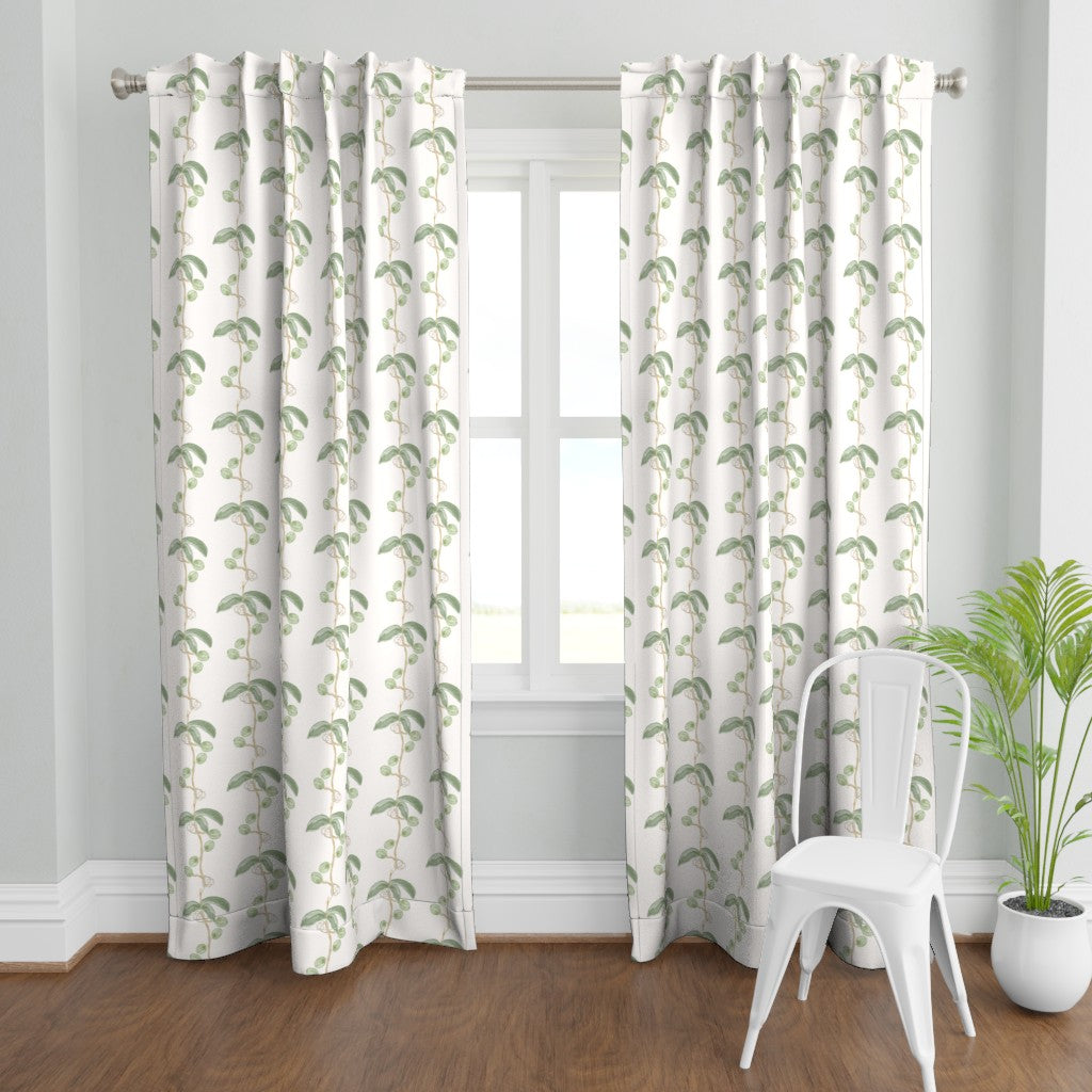 Plant the Seed Pod Green on Cream - Fabric by the Yard