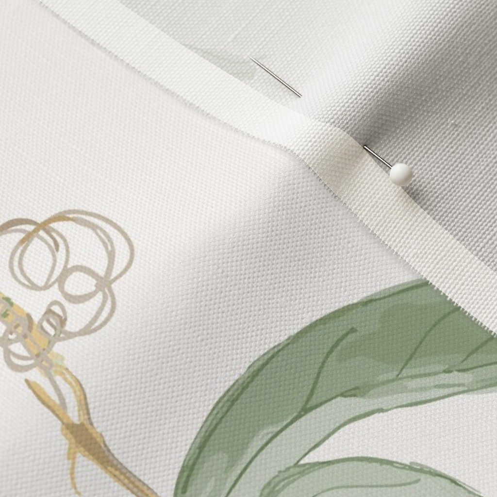 Plant the Seed Pod Green on Cream - Fabric by the Yard