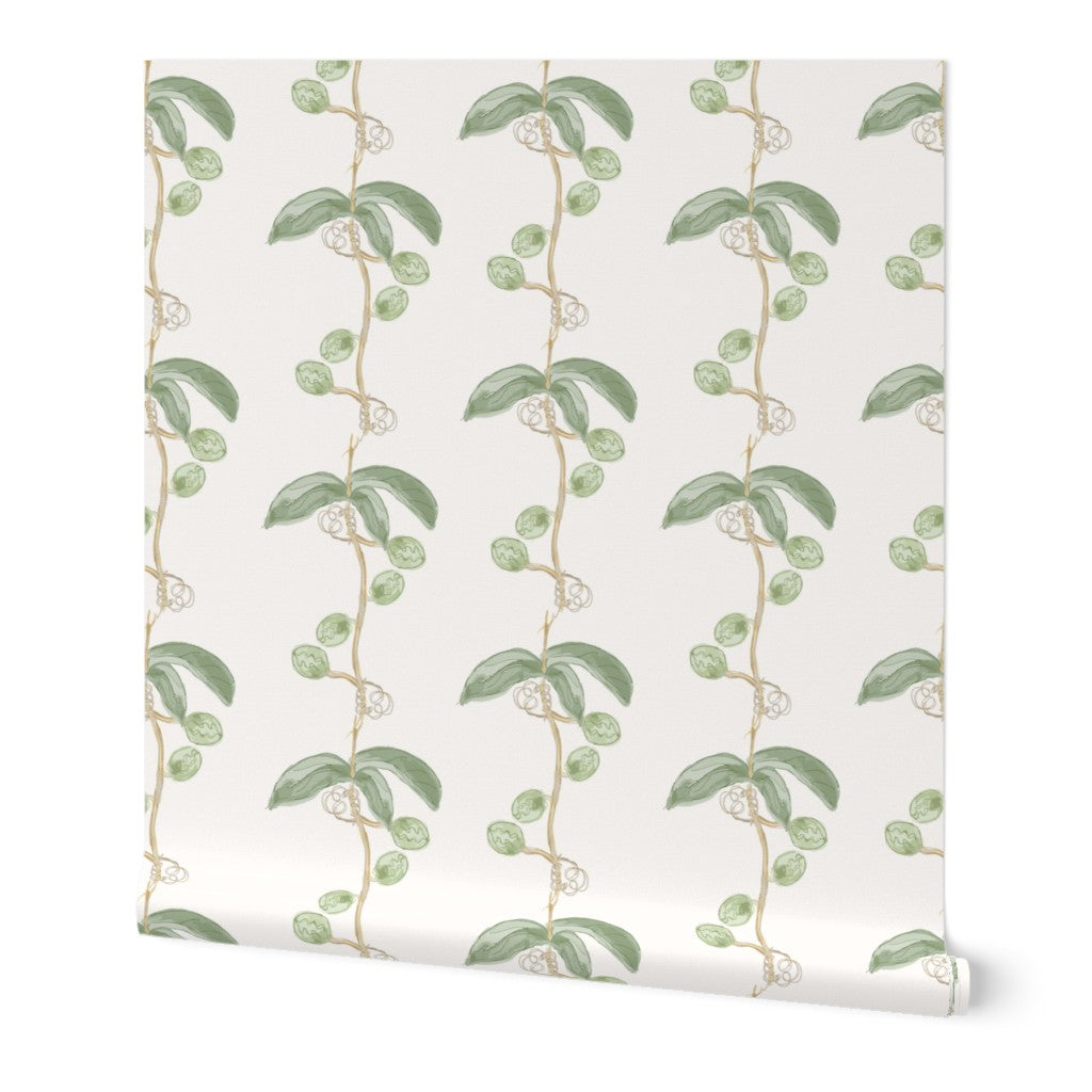 Plant the seed - green on cream wallpaper