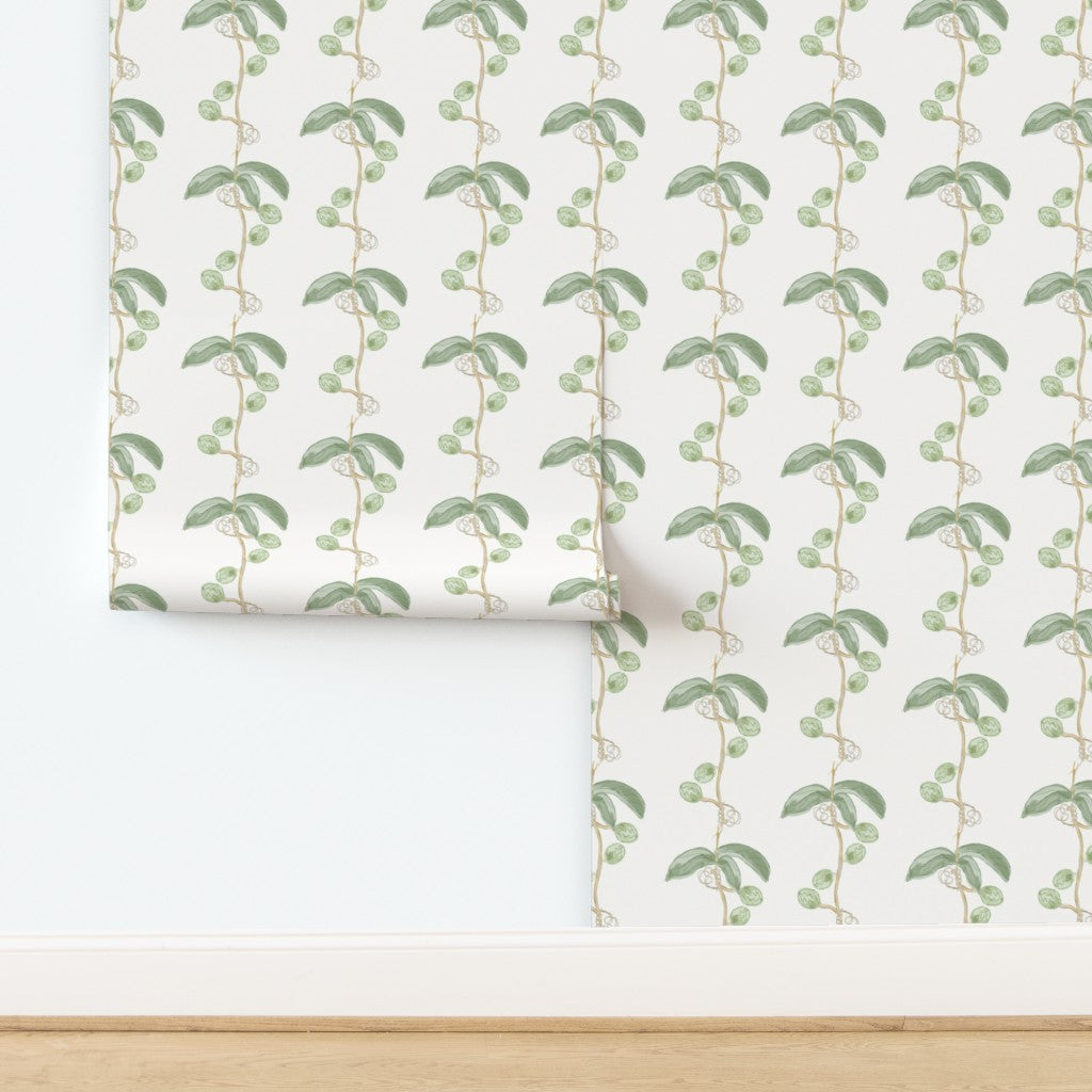 Plant the seed - green on cream wallpaper