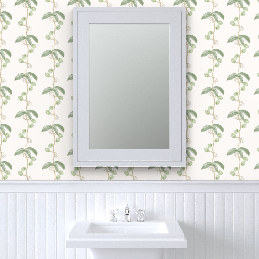 Plant the seed - green on cream wallpaper