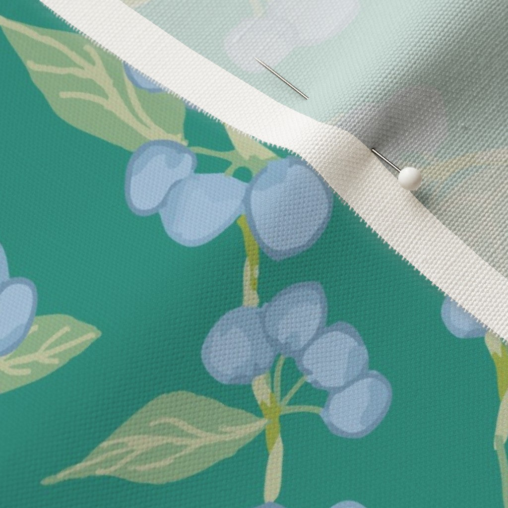 Blueberry Vine on Teal - Fabric yardage