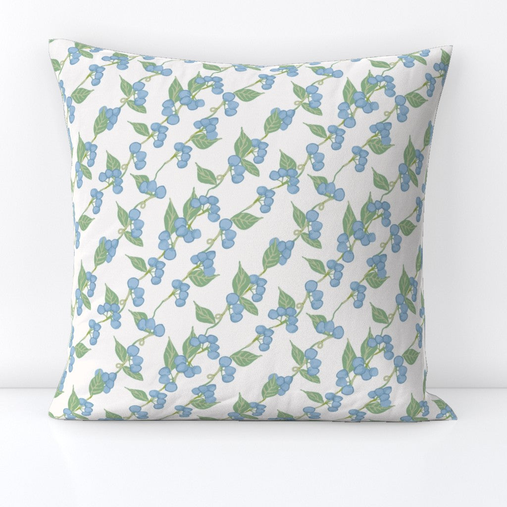 Blueberry Vine on White - Fabric yardage