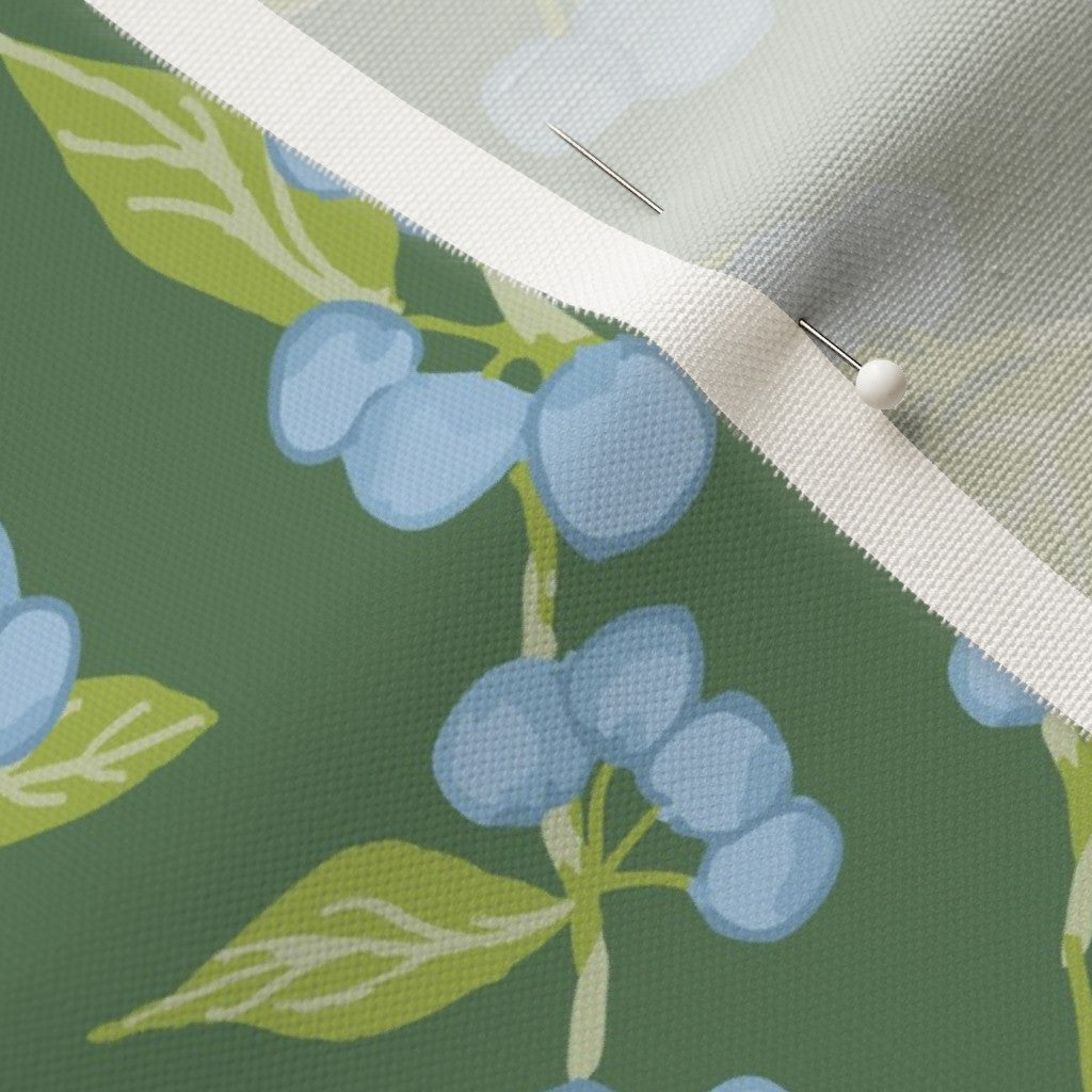 Blueberry Vine on Dark Green - Fabric yardage