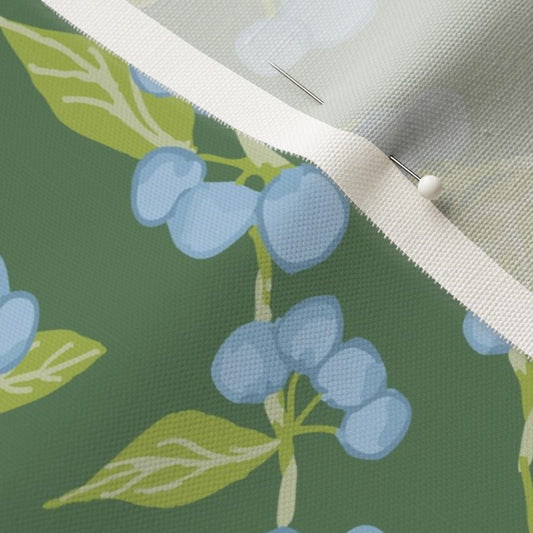 Blueberry Vine on Dark Green - Fabric yardage