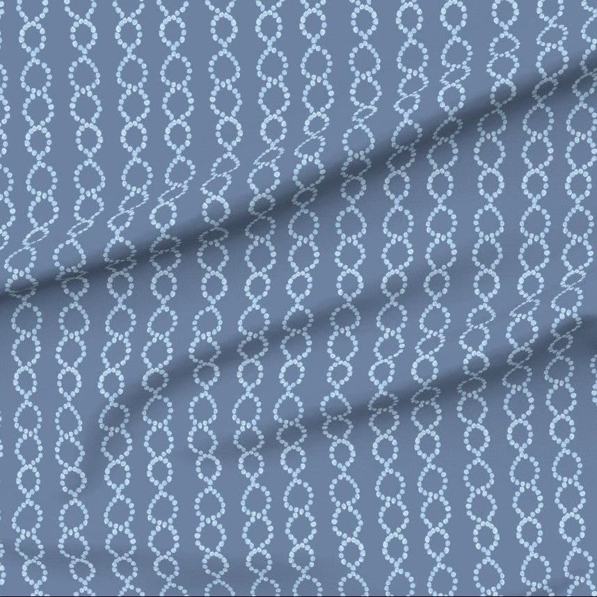 Off the Chain in Waterdrop Light Blue on Navy - Fabric by the Yard