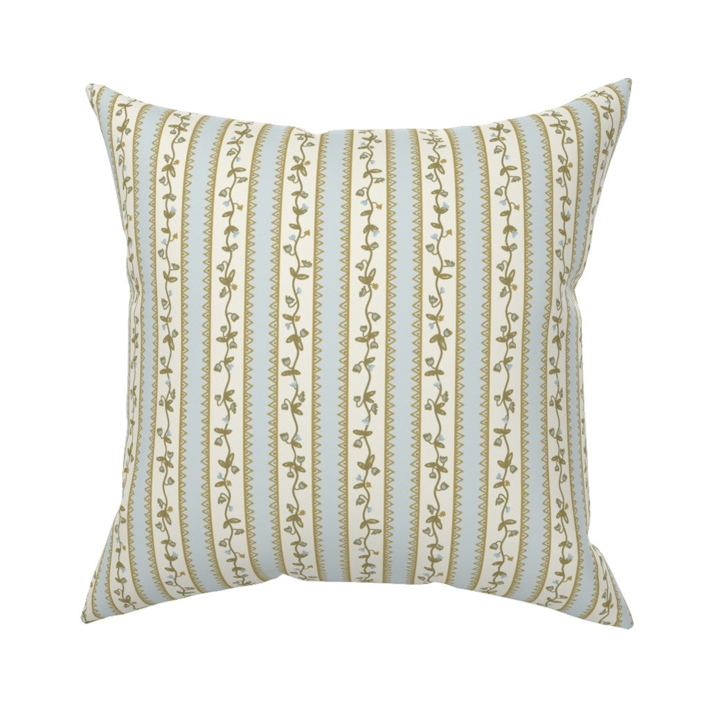 Gettin Ziggy Floral Stripe on Blue- Fabric by the Yard