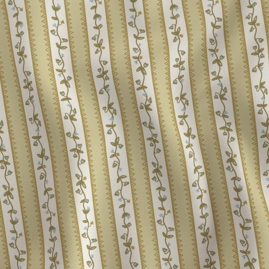 Gettin Ziggy Floral Stripe on Soft Chartreuse- Fabric by the Yard