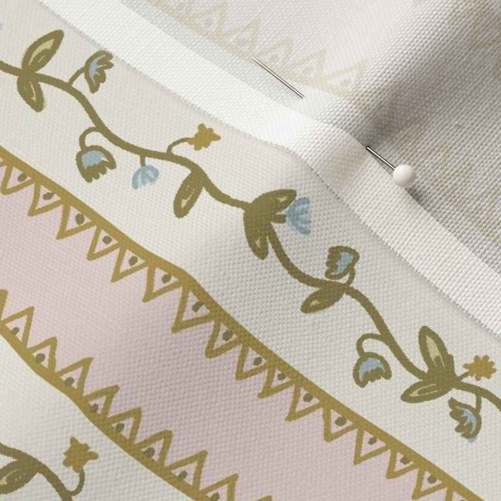 Gettin Ziggy Floral Stripe on Pink- Fabric by the Yard