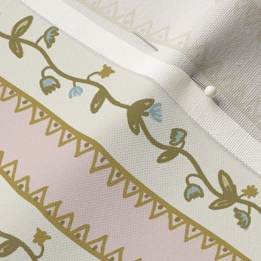 Gettin Ziggy Floral Stripe on Pink- Fabric by the Yard