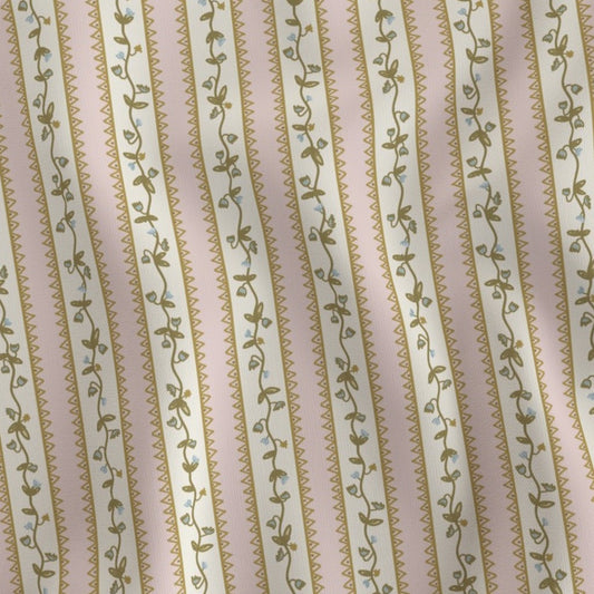 Gettin Ziggy Floral Stripe on Pink- Fabric by the Yard