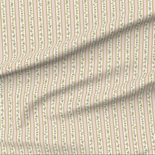 Fabric with a floral striped pattern on a beige background