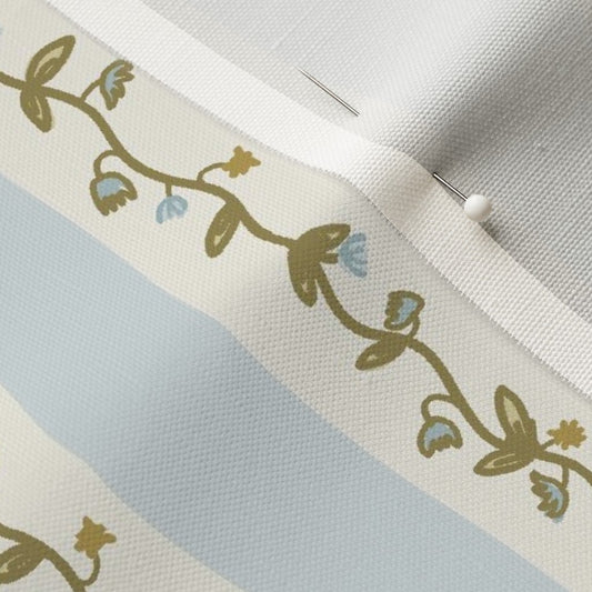 Laura Ingles Floral Stripe in Blue- Fabric by the Yard
