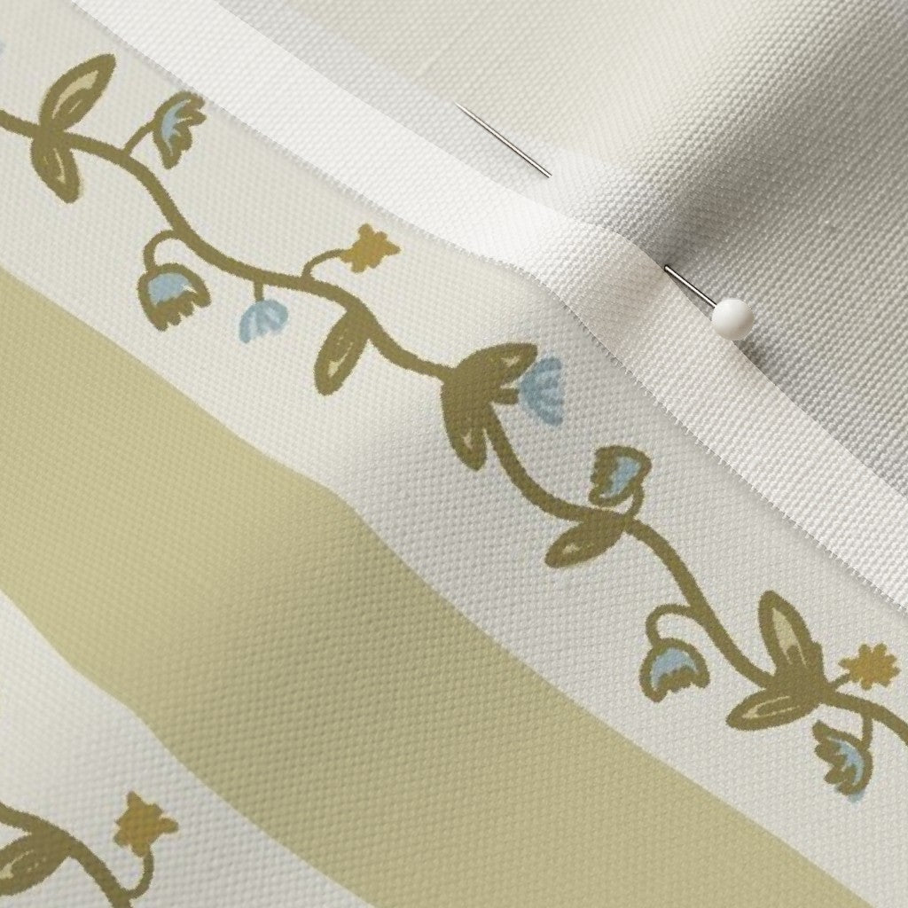 Laura Ingles Floral Stripe in Soft Chartreuse- Fabric by the Yard