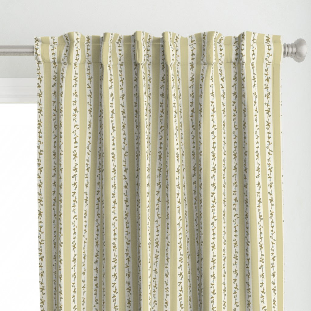 Laura Ingles Floral Stripe in Soft Chartreuse- Fabric by the Yard