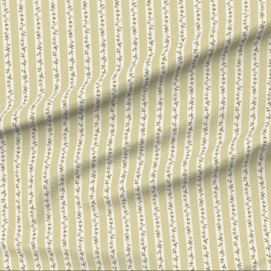 Laura Ingles Floral Stripe in Soft Chartreuse- Fabric by the Yard