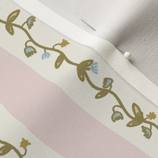 Laura Ingles Floral Stripe in Pink- Fabric by the Yard