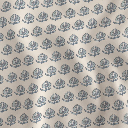 Little House in Cranberry & Blue- Fabric by the Yard