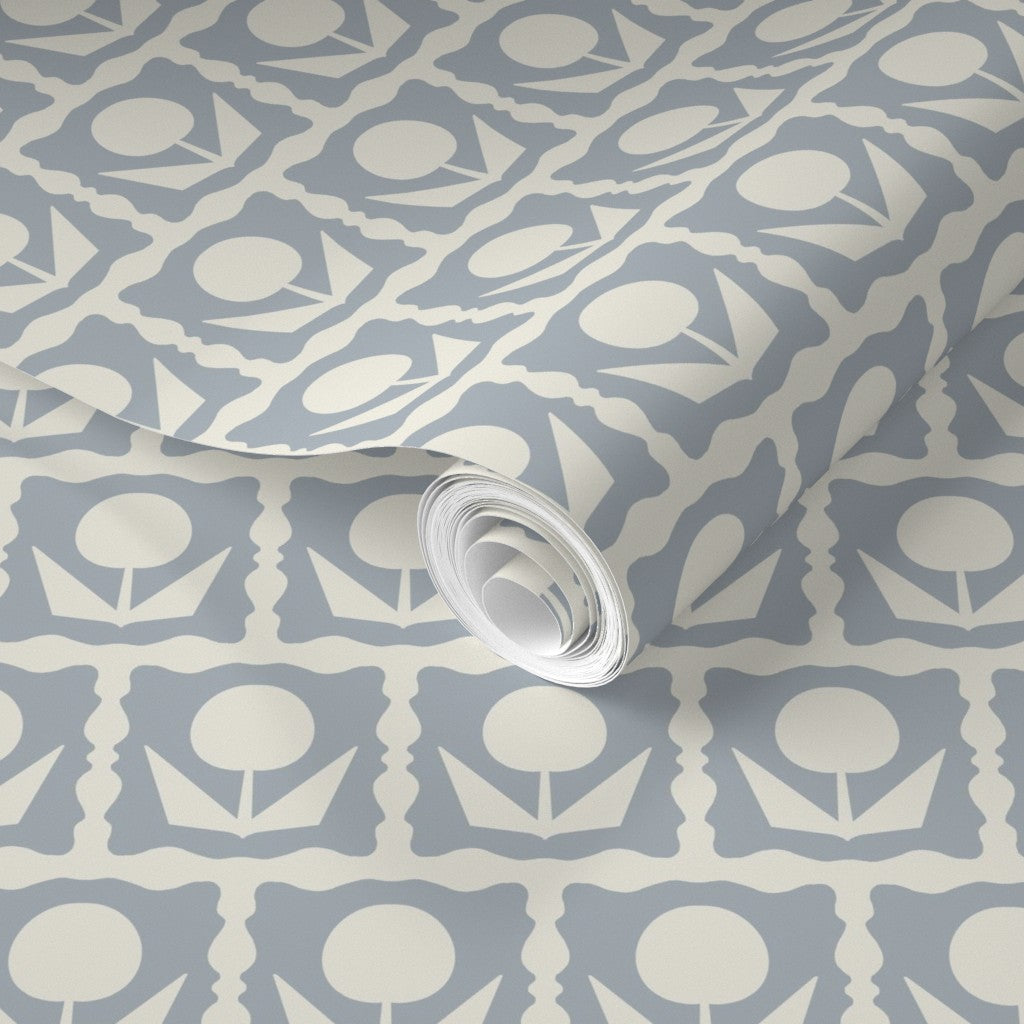 Oh Happy Day in Cornflower- Wallpaper