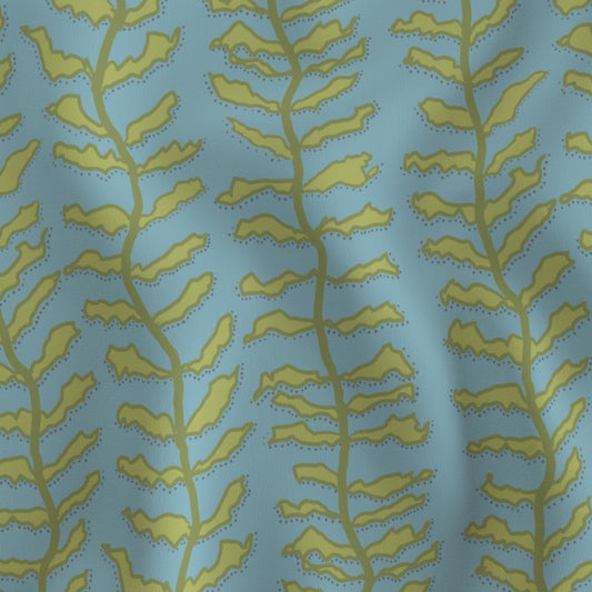 Kelp Forest in Green on Teal- Fabric by the Yard