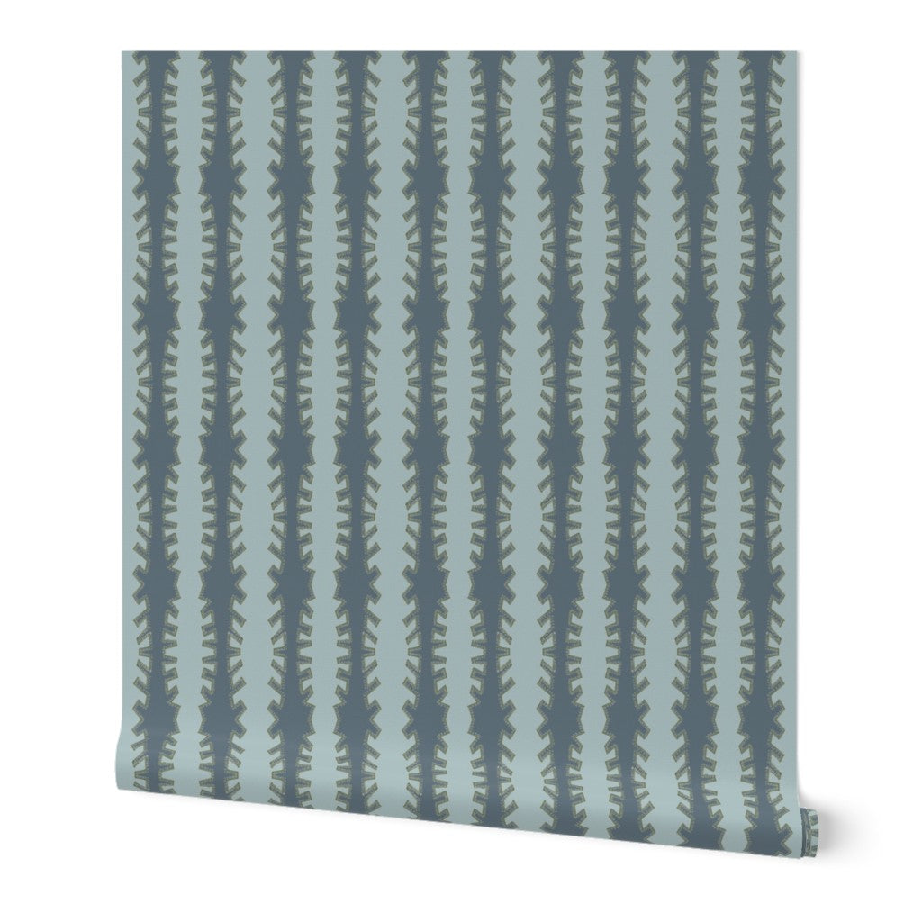 Zipper in Blue on Blue in Wallpaper