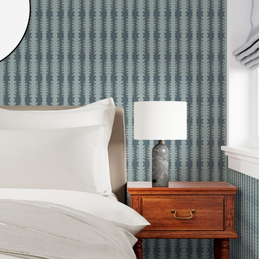 Zipper in Blue on Blue in Wallpaper