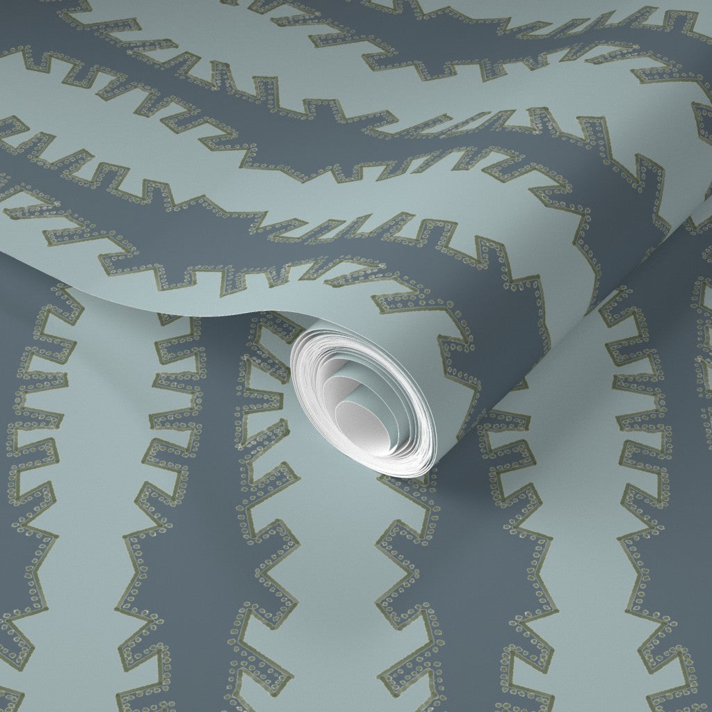 Zipper in Blue on Blue in Wallpaper