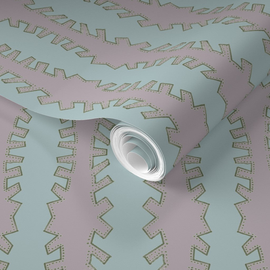 Zipper in lilac on blue in Wallpaper