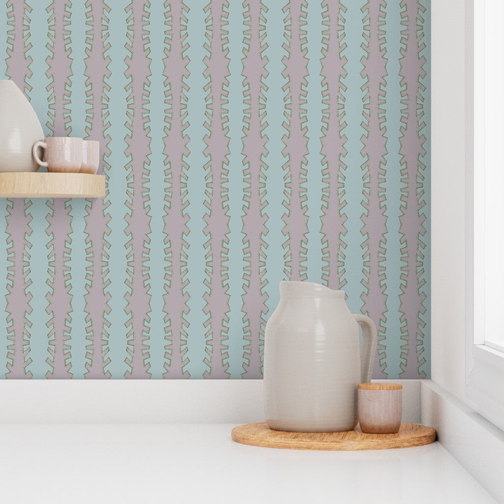 Zipper in lilac on blue in Wallpaper