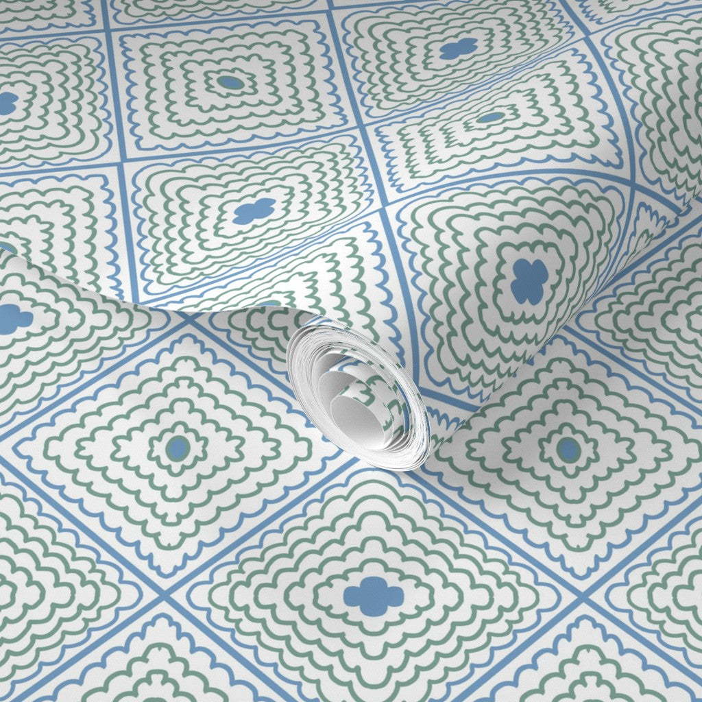 Petit Fours - Blue & Green - in Wallpaper